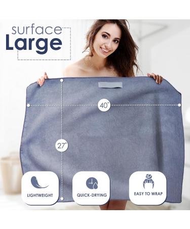Buy Microfiber Hair Towel Wrap for Women - Large Rectangle (27x40") - Anti-Frizz Elastic Band for Long Curly Thick Hair - Grey with Reusable Carry Bag - Fast International Shipping - Buy Online on GoSupps.com