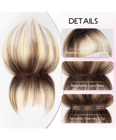 EMMOR Clip in Bangs 100% Human Hair Bangs with 3 Non-slip Clips 360 Cover Top HairPieces with 5 inch Wispy Fringes for enhancing Women's Facial Features(Ombre Bleach Blonde) 3D Wispy Bangs Ombre Bleach Blonde - Buy Online on GoSupps.com