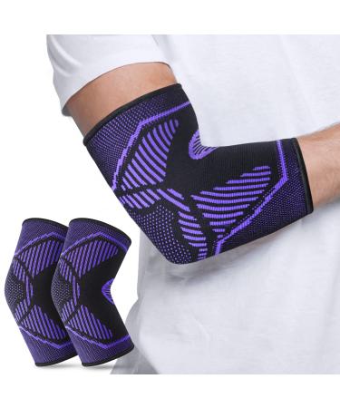 Elbow Brace Compression Sleeve(Pair)- Relief Pain from Arthritis  Bursitis  Tendonitis  Golfer and Tennis Elbow  Arm Support Sleeve for Playing All Sports and Fitness Activities  Fit Men and Women Large Purple