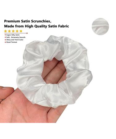 20PCS White Black Satin Silk Hair Scrunchies Ponytail Holder - Elastic Hair Bands for Women/Girls - Black/White - 9cm - Buy Online on GoSupps.com