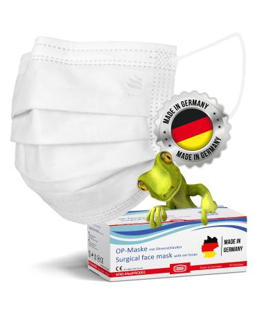 Kela OP mask - 100x medical mask white |100% made in Germany |Oeko-Tex Standard |Premium respiratory protection mouth protection op mask |MNS type iir disposable mask 1 piece (100 pack) white