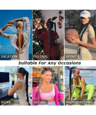 Ponytail Extensions Ponytails Hair pieces For Women Daily Use 26/34 Inch Around Ponytail Extension Synthetic Long Braided Ponytail with Hair Tie Straight Wrap for Women(Color:Light blonde Size:26inch) 26inch Light blonde - Buy Online on GoSupps.com