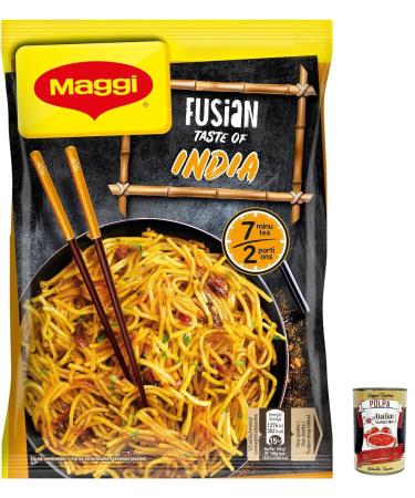 Italian Gourmet E.R. Maggi Fusian Taste of India Instant Pasta with Spices (2 Servings) 118g + Gourmet Italian Polpa 400g (Pack of 12)