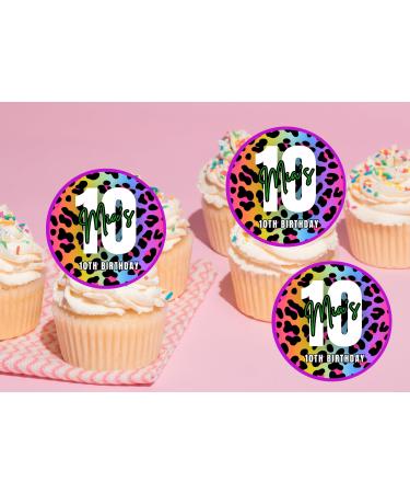 edible 20 x ANY AGE Birthday LEOPARD Print cupcake toppers PERSONALISED uncut - 16th/18th/21st/30th/40th/50th/60th 70th/80th (wafer paper) Rice Paper