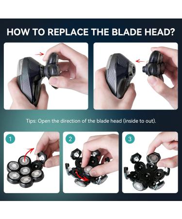 kensen 7D Blade Replacement Heads Electric Shaver Replacement Head 7 Heads for Bald Men Wet and Dry Compatible Many Models Waterproof Head Razor - Buy Online on GoSupps.com