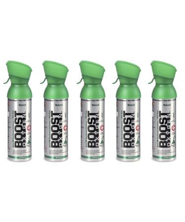 Boost Oxygen Canned 5 Liter Natural Oxygen Canister Bottle for High Altitudes, Athletes, and More, Flavorless (5 Pack) Natural 5 Count (Pack of 1)