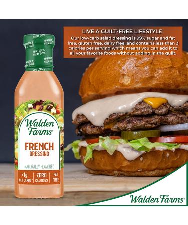 Walden Farms French Dressing 12 oz 2 Pack - Sugar Free, 0g Net Carbs, Fresh & Delicious Salad Topping - Smooth & Creamy Condiment - 12 Fl Oz Bottle - Buy Online on GoSupps.com