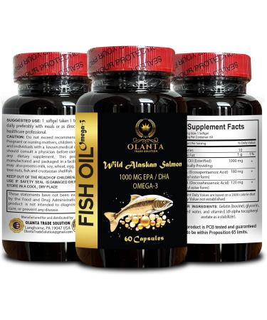 Omega 3 Fish Oil - Omega-3 Wild Alaskan Salmon Oil Fish Oil 1000mg Omega 3 Fatty Acid Supplements - DHA EPA 1 Bottle 60 Capsules - Buy Online on GoSupps.com