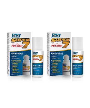 Dr. D s Super 7 Enhanced Topical Pain Relief - Deep & Fast Acting Natural Pain Relief Roll-On for Arthritis Muscle Joint Pain & Minor Back Aches - Paraben & PEG Free Topical Pain Reliever - 88mL (2 Pack)