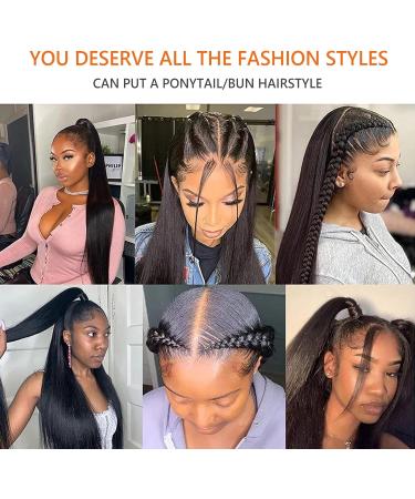 24 inch Brazilian Virgin Human Hair Lace Front Wig for Black Women - 13x4 HD Lace, Pre Plucked, 180 Density, Natural Color with Baby Hair - Glueless and Stunning - Buy Online on GoSupps.com