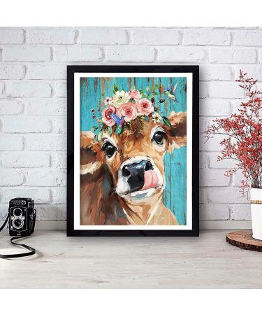 TINY FUN 5D Diamond Painting Kit - Cow Gem Art DIY for Adults & Kids - Full Drill Round Diamonds - Home Wall Decor Gift - 12x16inch - Buy Online on GoSupps.com