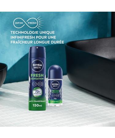 NIVEA MEN Fresh Sensation Roll-on Deodorant (1 x 50 ml) 72-hour freshness for men Long-lasting scented antiperspirant with unique INFINIFRESH formula - Buy Online on GoSupps.com