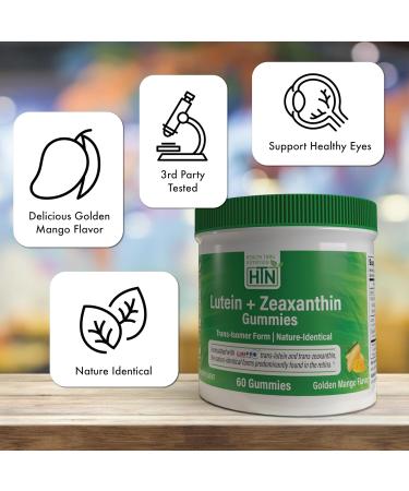 Health Thru Nutrition Lutein + Zeaxanthin Gummies | Trans-Isomer Form | 20mg Lutein & 4mg Zeaxanthin Trans-isomers | Golden Mango Flavor | Eye Support | Non-GMO Vegan| 60 Gummies - Buy Online on GoSupps.com