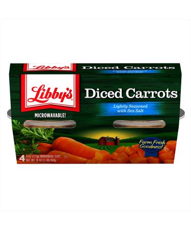 Libby's Diced Carrots | Appealingly Tender | Faintly Sweet & Earthy Flavor | Vibrant Orange Slices | Farm Fresh Goodness | No Preservatives | Six 4-pack sleeves of 4.0 oz cups (24 cups total)