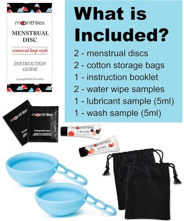 MOONTHLIES Reusable Menstrual Disc | Period Disc with Removal Loop Stem - Blue - Pack of 2 - Buy Online on GoSupps.com