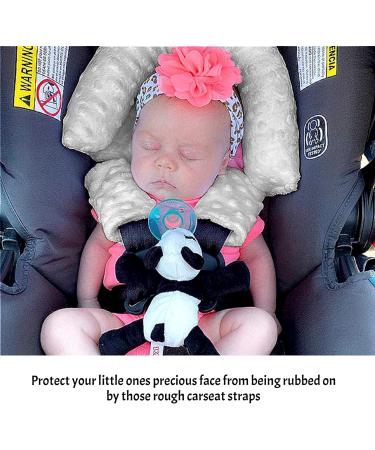 Baby Head Neck Support Pillow & Strap Covers - Grey | Infant Newborn Car Seat Headrest & Seat Belt Cushion for Pushchair Stroller - Buy Online on GoSupps.com