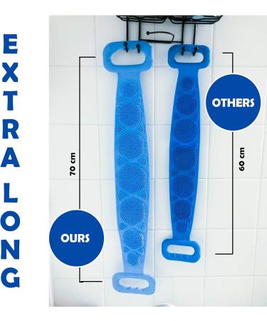 2 Pack Extra Long Silicone Back Scrubber for Shower - Body Scrubber for Shower | Silicone Body Brush | Back Washer for Shower - Buy Online on GoSupps.com