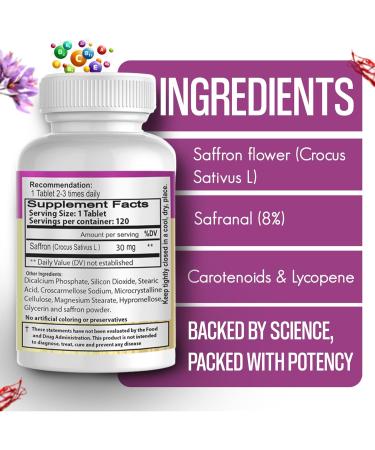 EXIR Saffron Supplement | Supports Focus Healthy Eating Habits Mood Metabolism (120 Tablets) - Buy Online on GoSupps.com