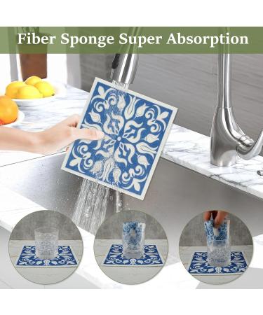 Abizarch 6Pcs Swedish Dishcloths for Kitchen Reusable Kitchen Dish Towels Absorbent Kitchen Dishcloths Washable Kitchen Dish Rags Soft Cellulose Sponge Cloths 7.7 x 6.7inch Kitchen Wash Rag for Washin - Buy Online on GoSupps.com