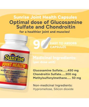 Sunrise Apothecary Joint Health Optimum Levels of Glucosamine Chondroitin and MSM Joint Muscle Supplements 90 Glucosamine and Chondroitin Capsules - Buy Online on GoSupps.com