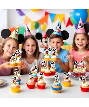 NIAYOU 24 Pcs Mouse Cupcake Toppers Cartoon Themed Cake Decorations Happy Birthday Cupcake Toppers for Boys Girls Kids Birthday Party Supplies - Buy Online on GoSupps.com
