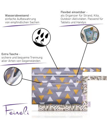 FEILELI NASSPACK WETBAG - 2 Set | Geometric Triangles | Zip & Dry Compartment for Cloth Diapers Swimwear & More - Ideal Storage Solution - Buy Online on GoSupps.com