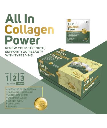 Camrusepa All in Collagen Power Multi-Type Collagen Powder with Glucosamine & Hyaluronic Acid Supports Joint Mobility Skin Elasticity Raspberry Flavor 30 Sachets - Buy Online on GoSupps.com
