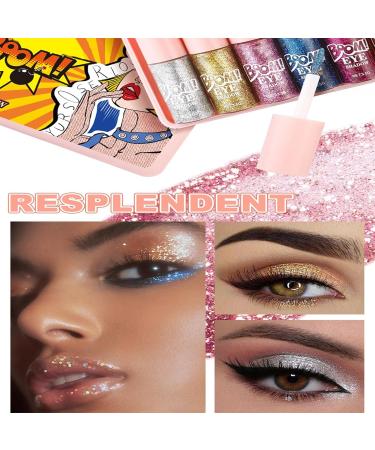 Liquid Eyeshadow Set 6 Colors Long Lasting Shiny Glitter Shimmer Liquid Eyeshadow Stick Glitter Eyeliner 35g - Buy Online on GoSupps.com