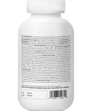 Potassium Chloride Extended Release 500 Tablets 600 mg (8 mEq Potassium) for Hypokalemia Treatment and Prevention - Buy Online on GoSupps.com