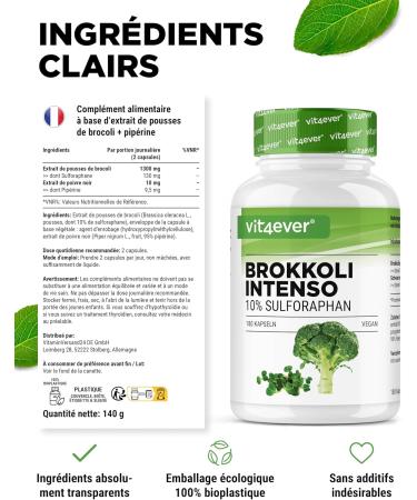 Broccoli Extract - 180 capsules - 1310 mg per daily dose - 10% sulforaphane - Broccoli sprouts - Optimized bioavailability - High dosed Vegan - Buy Online on GoSupps.com