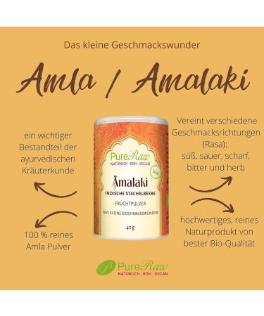 Organic Amla Powder (Amalaki Berry) - Vegan Ayurvedic Raw Food | Pureeraw 40g Indian Gooseberries - Buy Online on GoSupps.com