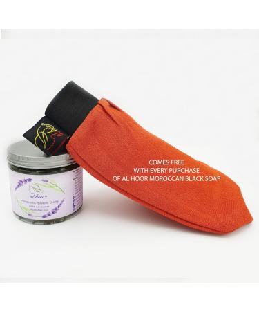 AL HOOR Moroccan Black Olive Soap Infused In Eucalyptus Oil + Kessa Glove - Deep Acne Cleansing & Dead Skin Cells Remover (Lavender) - Buy Online on GoSupps.com