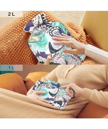 Blue Butterfly Pattern Hot Water Bottle - 2L Pain Relief & Hand Warmer - Buy Online on GoSupps.com