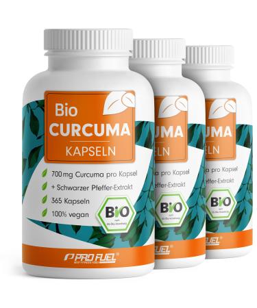 Bio curcuma capsules 1095x with 700 mg curcuma from controlled organic cultivation - optimally high -dosed with 35 mg curcumin per capsule - with black pepper extract - stock for the whole family 3x 365 capsules