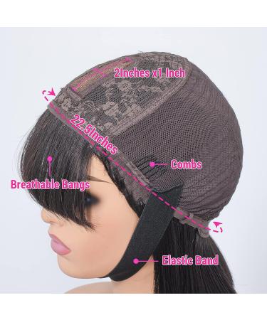 LUVME HAIR 10 Short Black Bob Wig with Bangs | Human Hair Yaki Straight Bob Wig | Glueless Minimalist 2x1 Lace Scalp | for Women - Buy Online on GoSupps.com