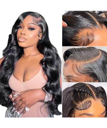 30 Inch Lace Front Wigs Human Hair Body Wave Frontal Wigs Human Hair HD Lace Pre Plucked Human Hair Wigs with Baby Hair Natural Hairline 13x4 Lace Front Wigs Human Hair 150% Density Body Wave 30 Inch ( Pack of 1 ) 13x4 w...