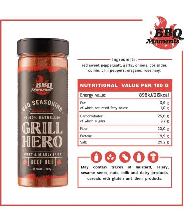 BBQ Moments Steak Seasoning Beef Rub Barbecue Dry Rub For Beef Steak Jerky Brisket BBQ Seasonings And Spices For Grilling 300g (10.58 Oz) 2-Beef Rub - Buy Online on GoSupps.com