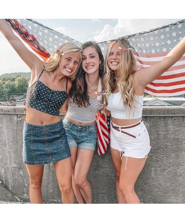 Patriotic Rhinestone Hair Clips - American Flag, Star, Heart Bows - Independence Day Accessories - Buy Online on GoSupps.com