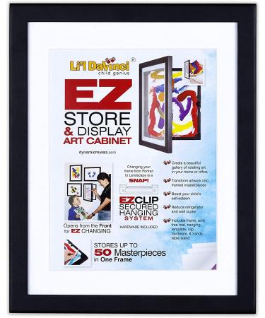 Li'l DAVINCI Art Frame - Front-Opening EZ Store Wooden Frame (Black 8.5 x 11) - Buy Online on GoSupps.com