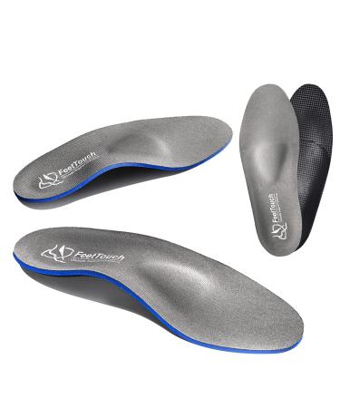 FeetTouch Strong Arch Support Orthotic Insoles for Metatarsal Pain,Plantar Fasciitis,Morton's Neuroma,Ball of Foot Pain Relief,Flat Feet with Poron Heel Cushion Men10-10.5/Women12-12.5 Grey
