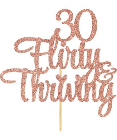 Ferastar 30 Flirty & Thriving Cake Topper Cheers to 30 Years Happy 30th Birthday Anniversary Party Decorations Rose Gold Glitter. - Buy Online on GoSupps.com