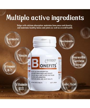Biogency Bonefits 3 Pack 60 Tablet Joint Care - Supports Healthy Joints Mobility Cartilage for Growing Bones in Children and Pain Free Joints in Adults Bone & Joint Health Made in Australia - Buy Online on GoSupps.com