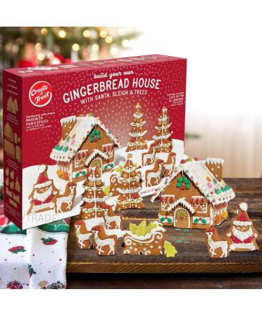 Gingerbread House Kit Pre Baked 1.8KG XL|Reindeer Xmas Tree Santa Sleigh Writing Icing Cookies Gummy Sweets Buttons Holly Leaves Berries Jelly Beads Add Candy Cane Fun Christmas Gifts for Family Kids - Buy Online on GoSupps.com