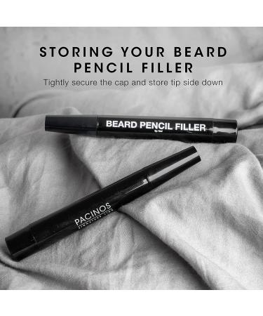 Pacinos Beard Pencil Filler - Waterproof Long Lasting Coverage for Beard, Moustache & Eyebrows - Micro-Fork Tip for Seamless Application (Black) - Buy Online on GoSupps.com