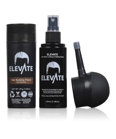 ELEVATE Hair Perfecting 3-in-1 Kit | Natural Hair Thickening Fibers Spray Applicator & Setting Spray - Conceal Balding (Medium Brown - Buy Online on GoSupps.com