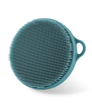 Body Brush for Wet or Dry Brushing - Soft Silicone Shower Brush Body Wash Bath Exfoliating Skin Massage Scrubber  Dry Skin Brushing Palm-sized Loofah  Fit for Sensitive and All Kinds of Skin (Green)