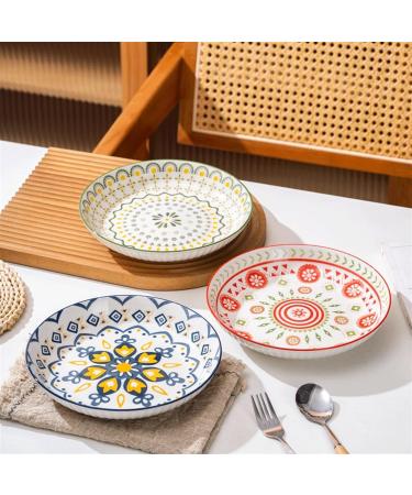 Serving Plates 4pc Dinner Plate Simple Romantic Cream Ceramic Embossed Afternoon Tea Home Dessert Plate Fruit Plate Bread Plate for Kitchen Restaurant Banquet Kitchen Decoration for Appetizer Dinner  - Buy Online on GoSupps.com