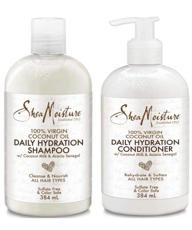100% Virgin Coconut Oil Daily Hydration Shampoo and Conditioner 13 Oz SET by Shea Moisture