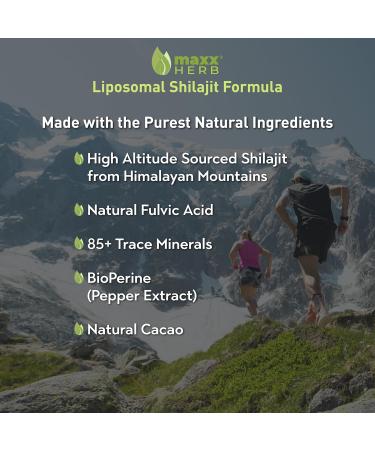 Maxx Herb Pure Himalayan Shilajit Liquid Liposomal Formula with Black Pepper BioPerine & Cacao - Energy Boost & Immune Support 85+ Trace Minerals 20% Fulvic Acid 4 Oz Bottle (60 Servings) - Buy Online on GoSupps.com