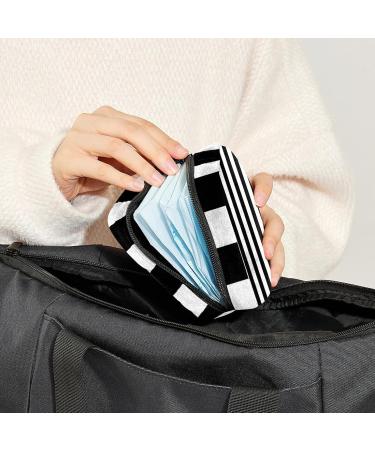GIAPB Period Bag - Sanitary Napkin Storage & Travel Makeup Bag | Black White Stripe Pattern - Color1879 - Buy Online on GoSupps.com